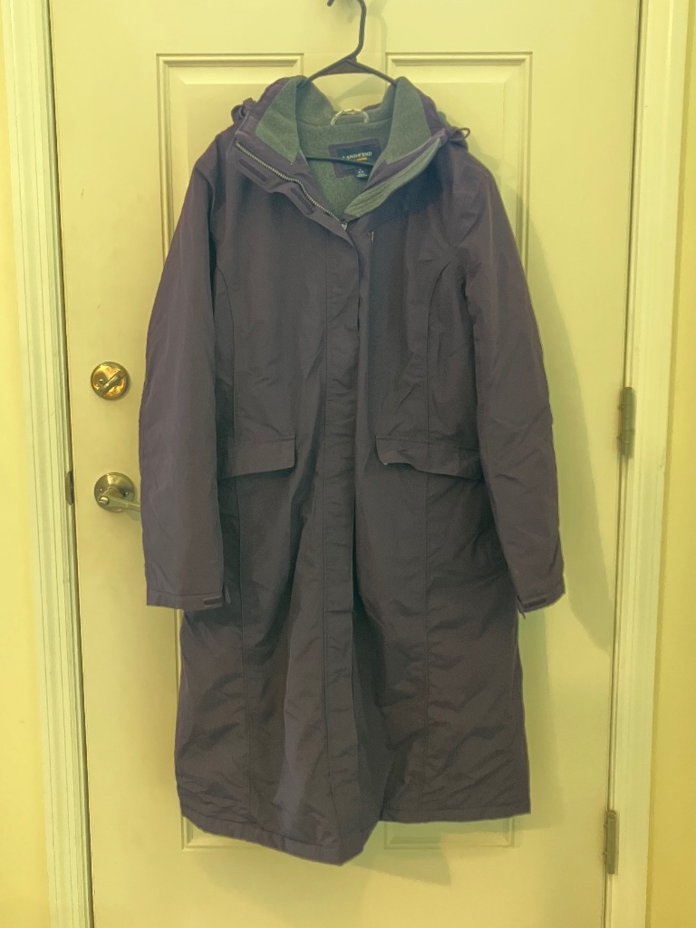 Lands End purple Squall stadium coat jacket with removable hood size L 14-16